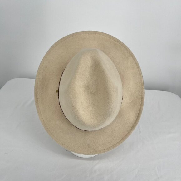 Free People Wool Wythe Leather Band Felt Hat OS French Vanilla - Picture 4 of 7